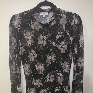 Long sleeve mesh floral top